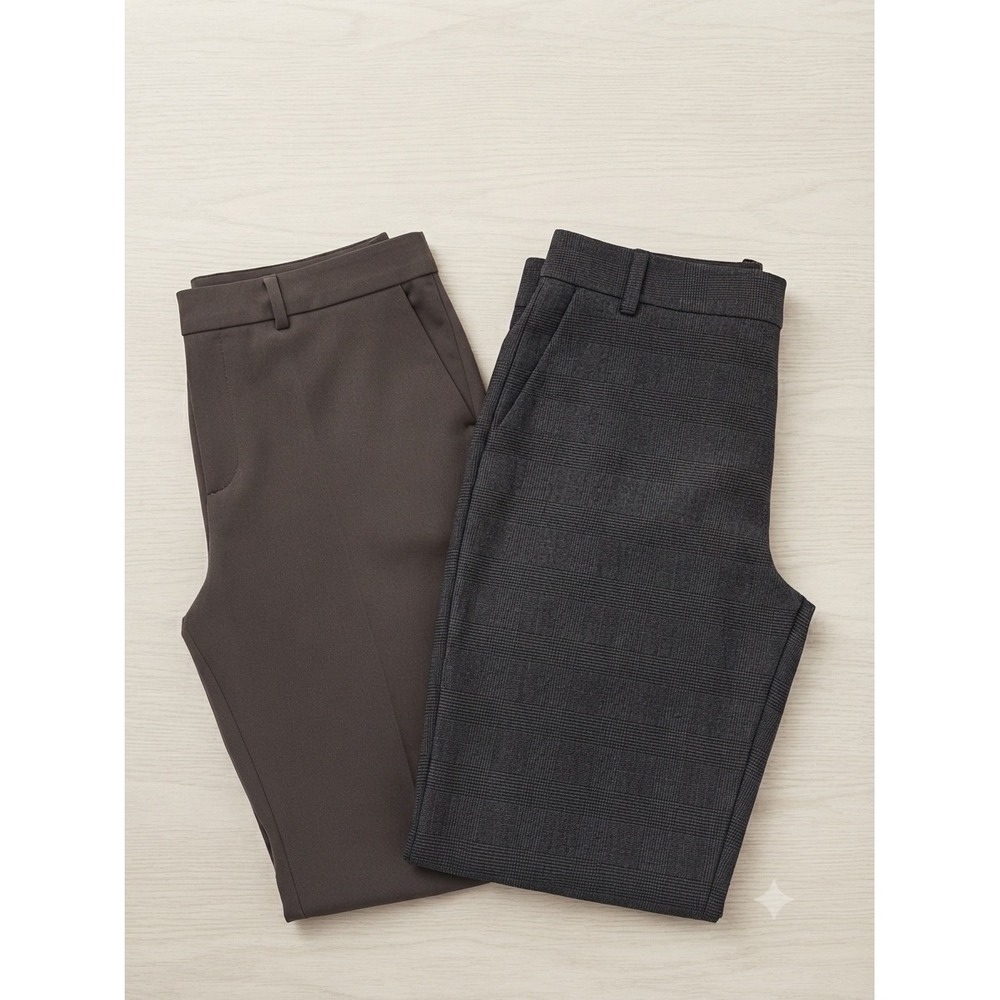 Lot of 2 HM Ankle Dress Pants Size 18 Taupe Brown Grey Plaid Tapered Trousers